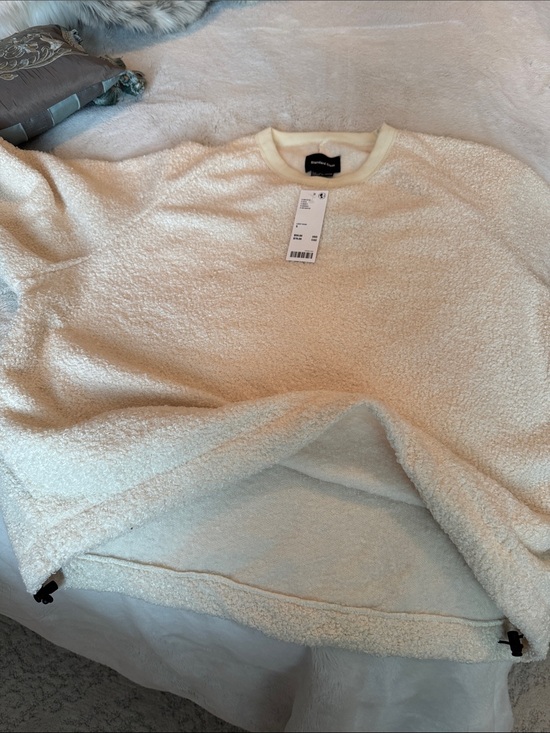 Urban Outfitters Sweaters - Urban Outfitters Cream Sherpa Crew Sweatshirt